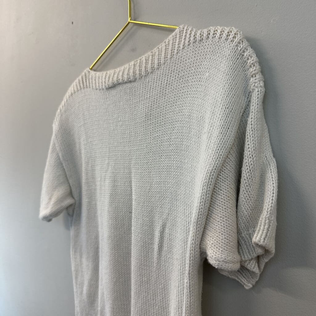Vintage COS COB Beige Flower Knit Short Sleeve Sweater Top Medium