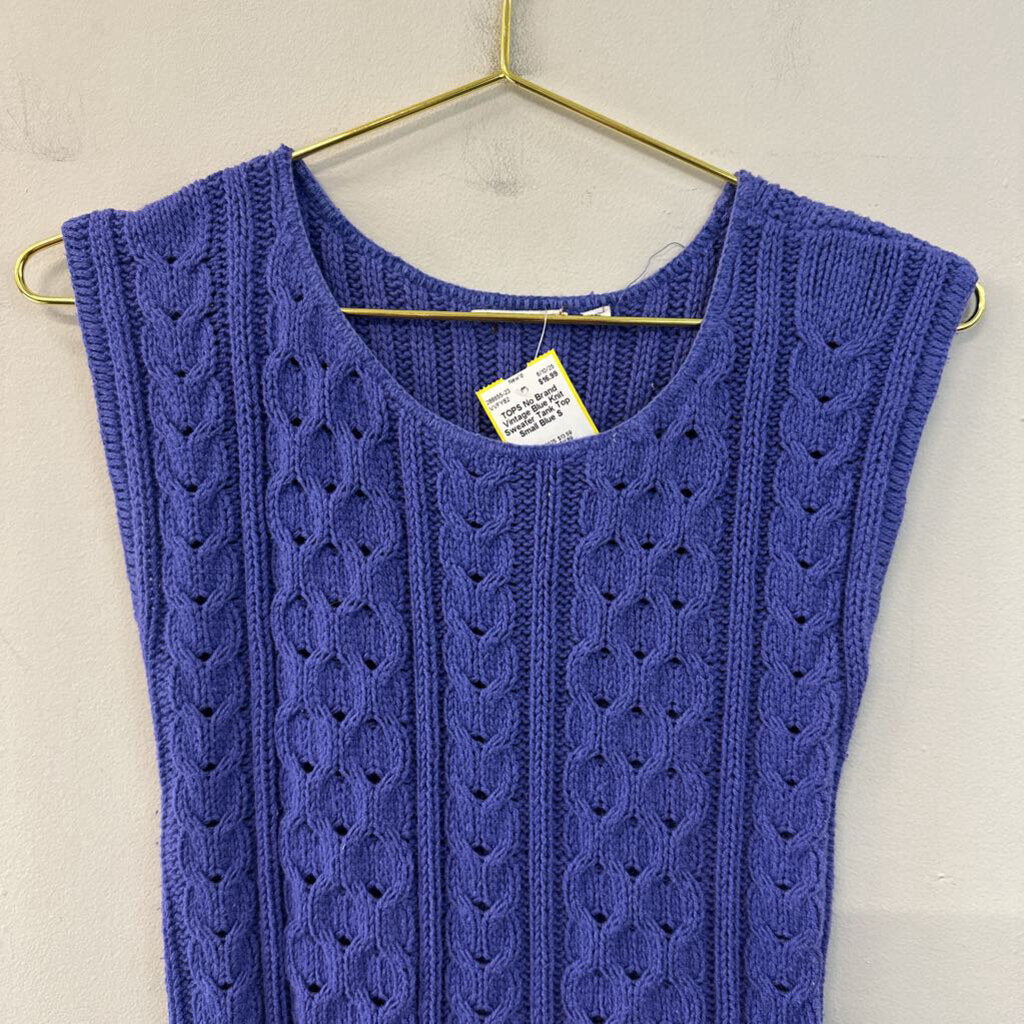 Vintage Blue Knit Sweater Tank Top Small