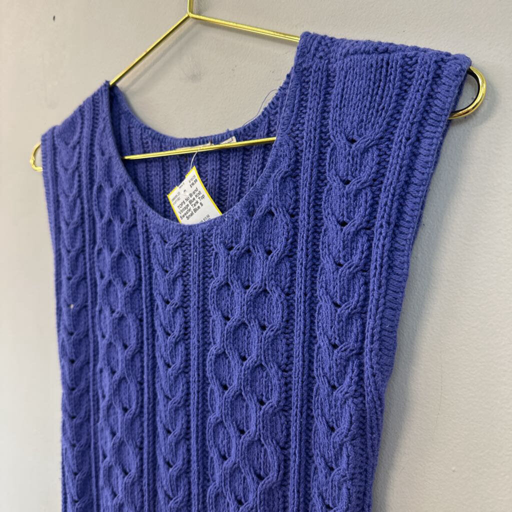 Vintage Blue Knit Sweater Tank Top Small