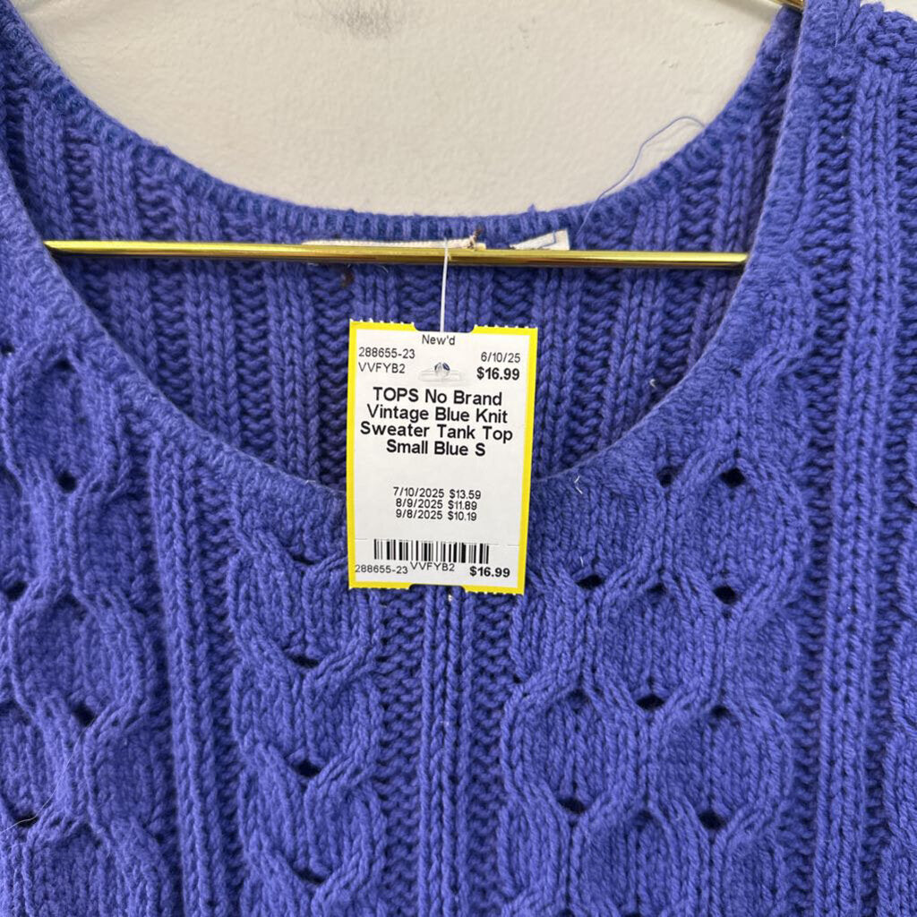 Vintage Blue Knit Sweater Tank Top Small