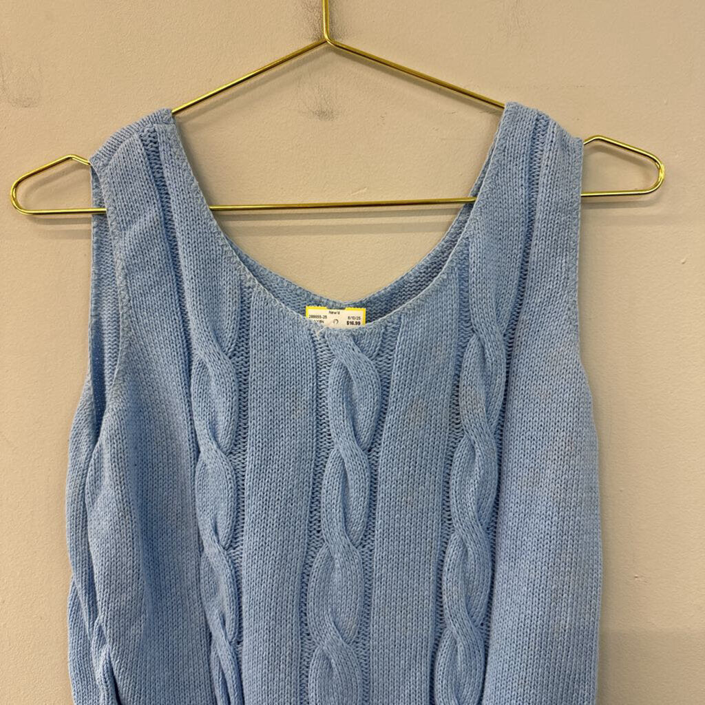 Vintage Blue Cable Knit Sweater Tank Top Small
