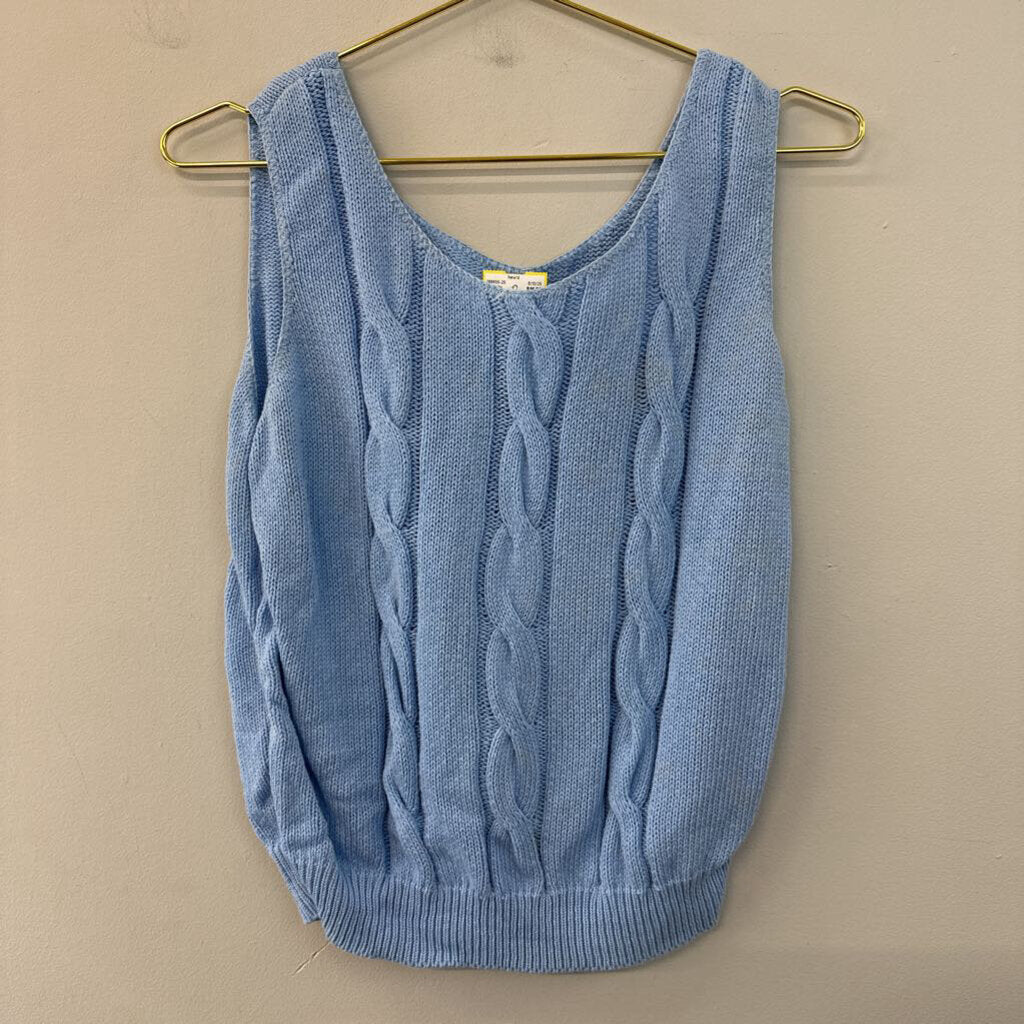 Vintage Blue Cable Knit Sweater Tank Top Small