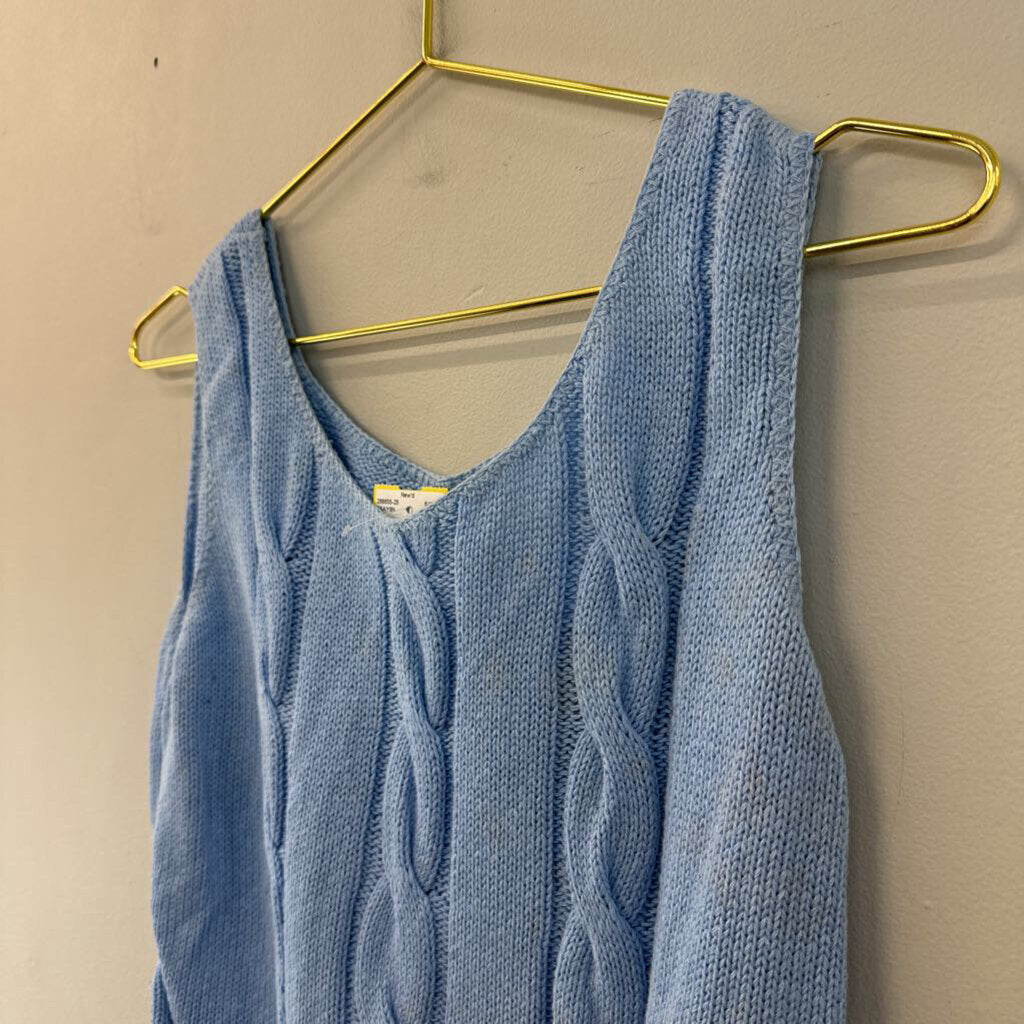 Vintage Blue Cable Knit Sweater Tank Top Small