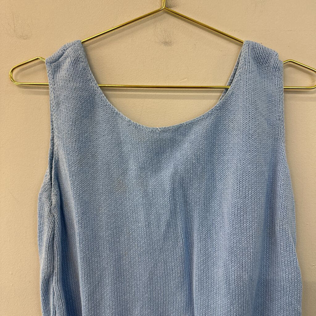 Vintage Blue Cable Knit Sweater Tank Top Small