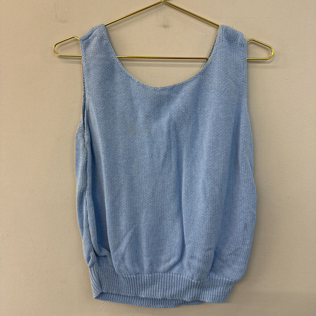 Vintage Blue Cable Knit Sweater Tank Top Small