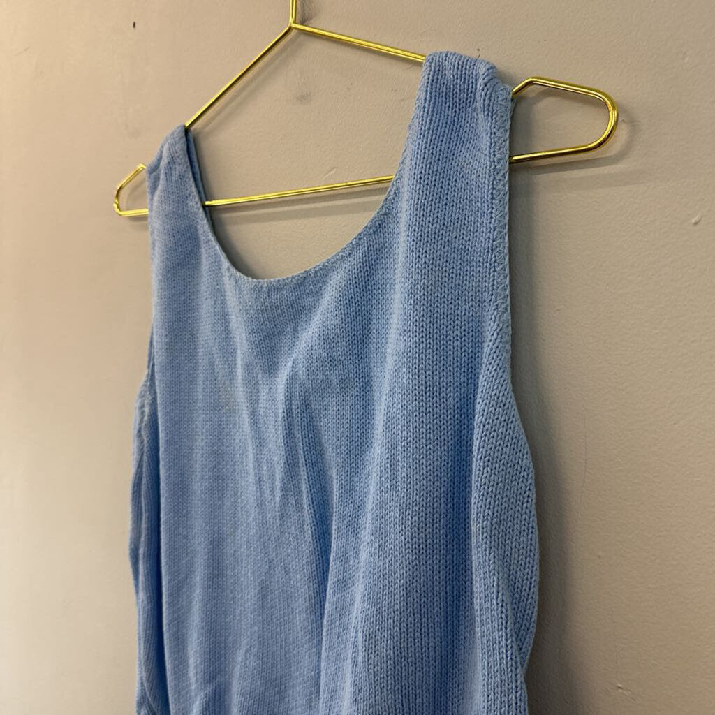 Vintage Blue Cable Knit Sweater Tank Top Small