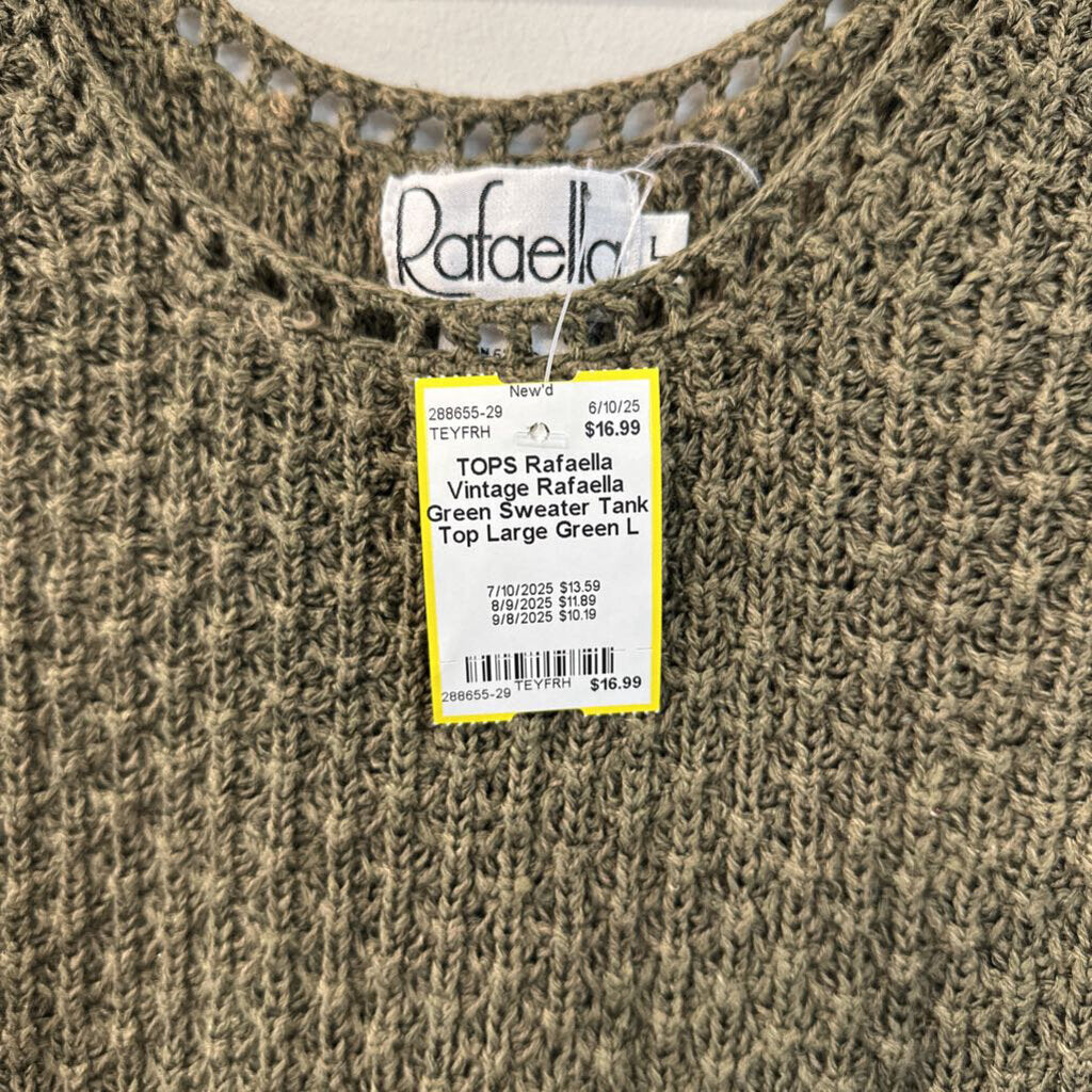 Vintage Rafaella Green Sweater Tank Top Large