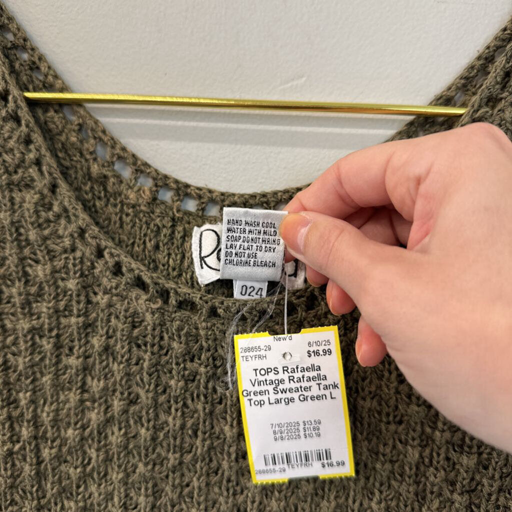 Vintage Rafaella Green Sweater Tank Top Large