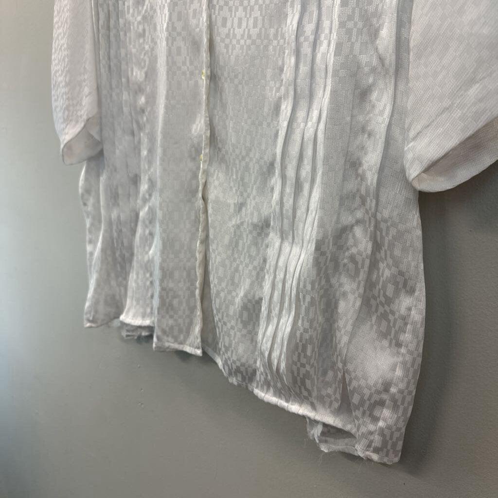 Vintage Argenti White Silky Print Button Front Top 8