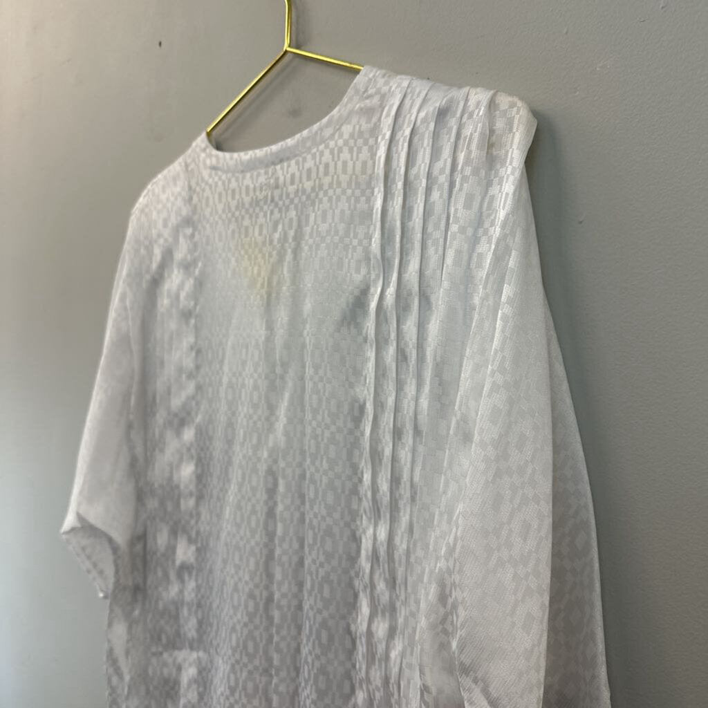 Vintage Argenti White Silky Print Button Front Top 8