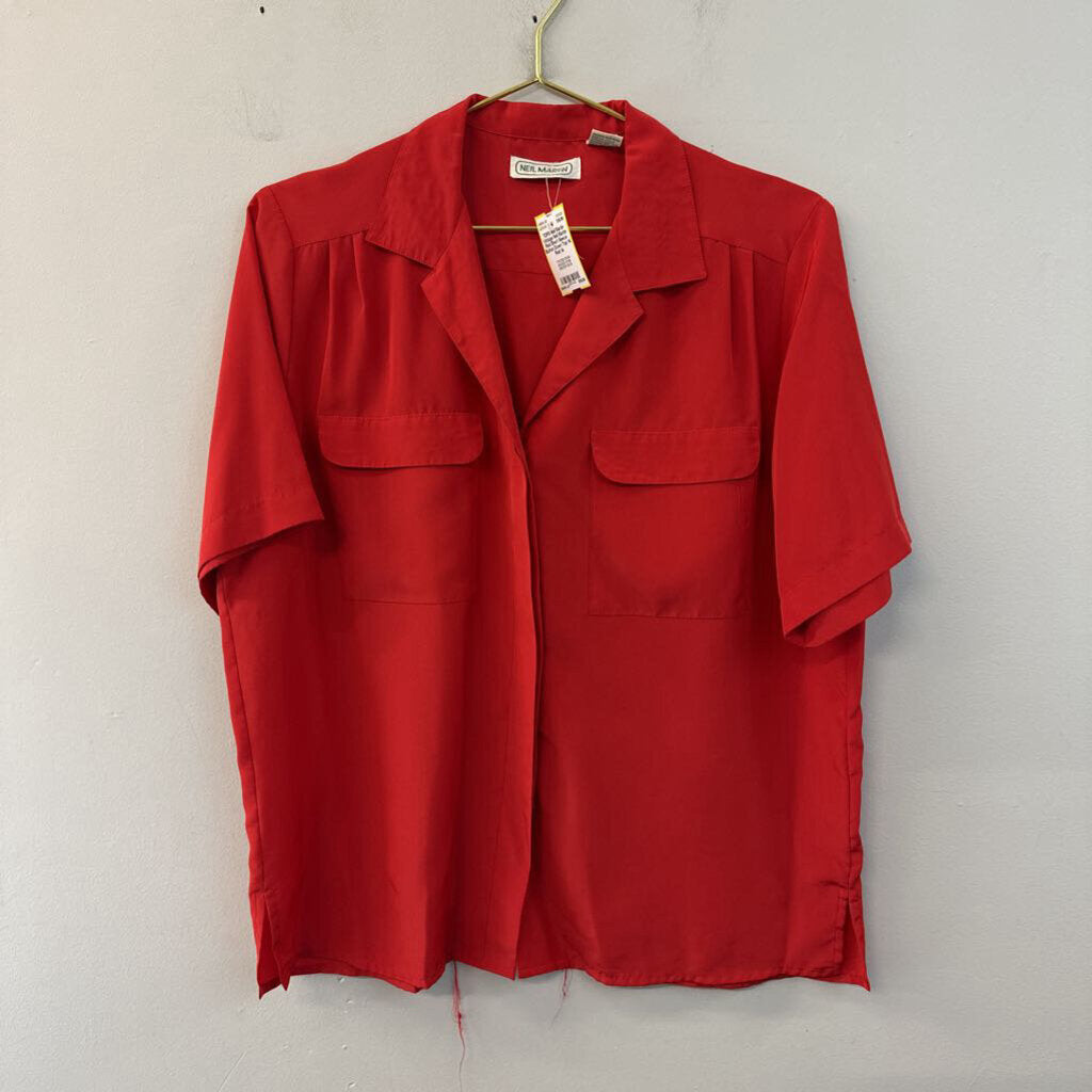 Vintage Neil Martin Red Short Sleeve Button Down Top 14
