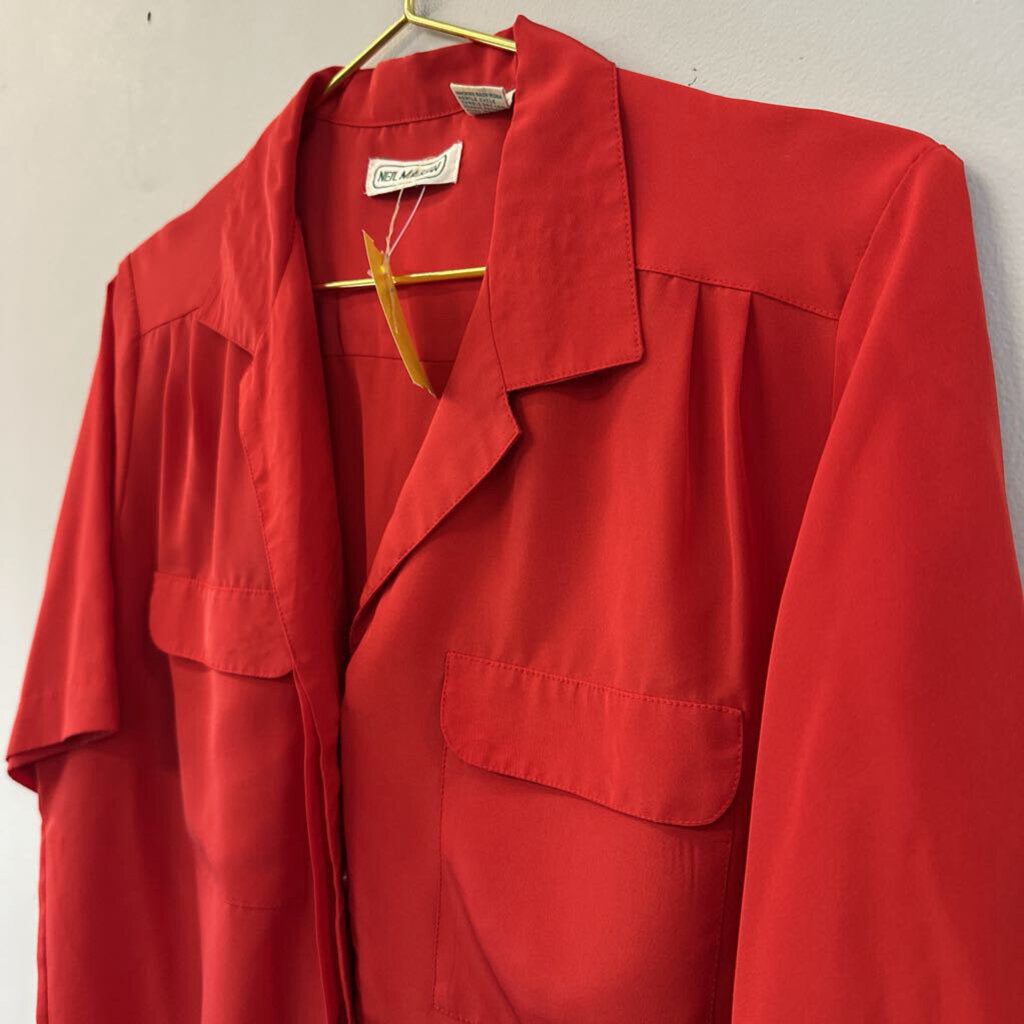 Vintage Neil Martin Red Short Sleeve Button Down Top 14