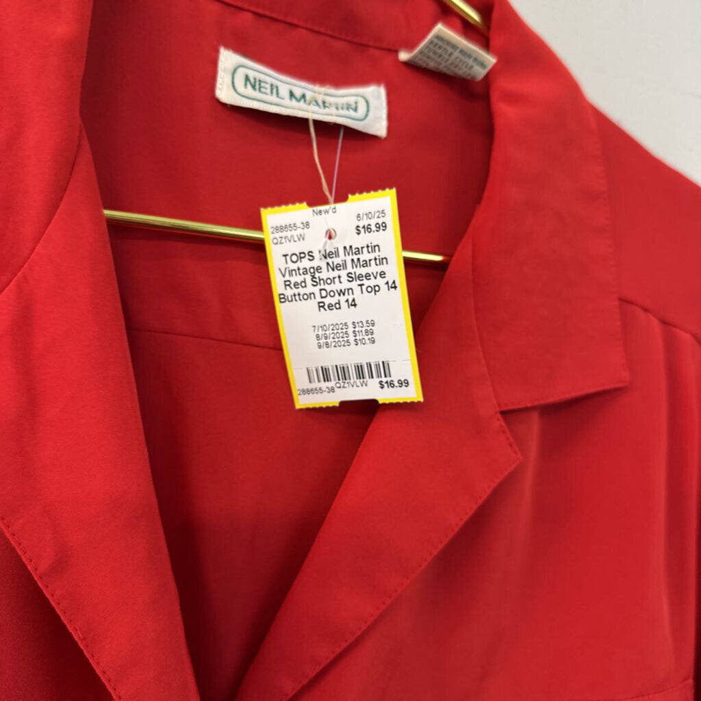 Vintage Neil Martin Red Short Sleeve Button Down Top 14