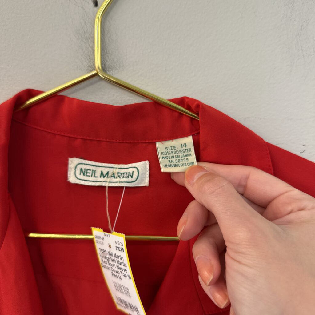 Vintage Neil Martin Red Short Sleeve Button Down Top 14