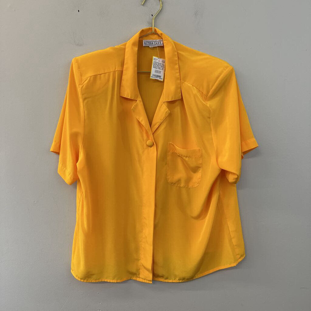 Vintage Alyssa Carr Yellow Short Sleeve Button Down Top Medium