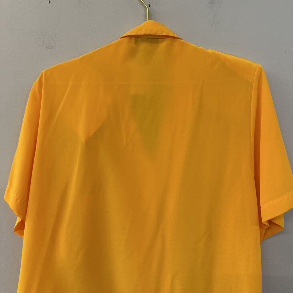 Vintage Alyssa Carr Yellow Short Sleeve Button Down Top Medium
