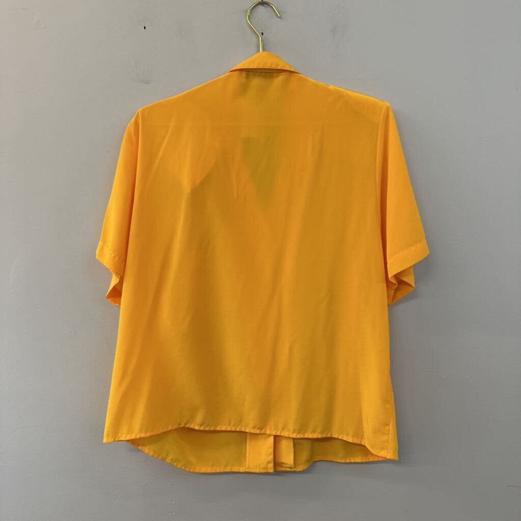 Vintage Alyssa Carr Yellow Short Sleeve Button Down Top Medium