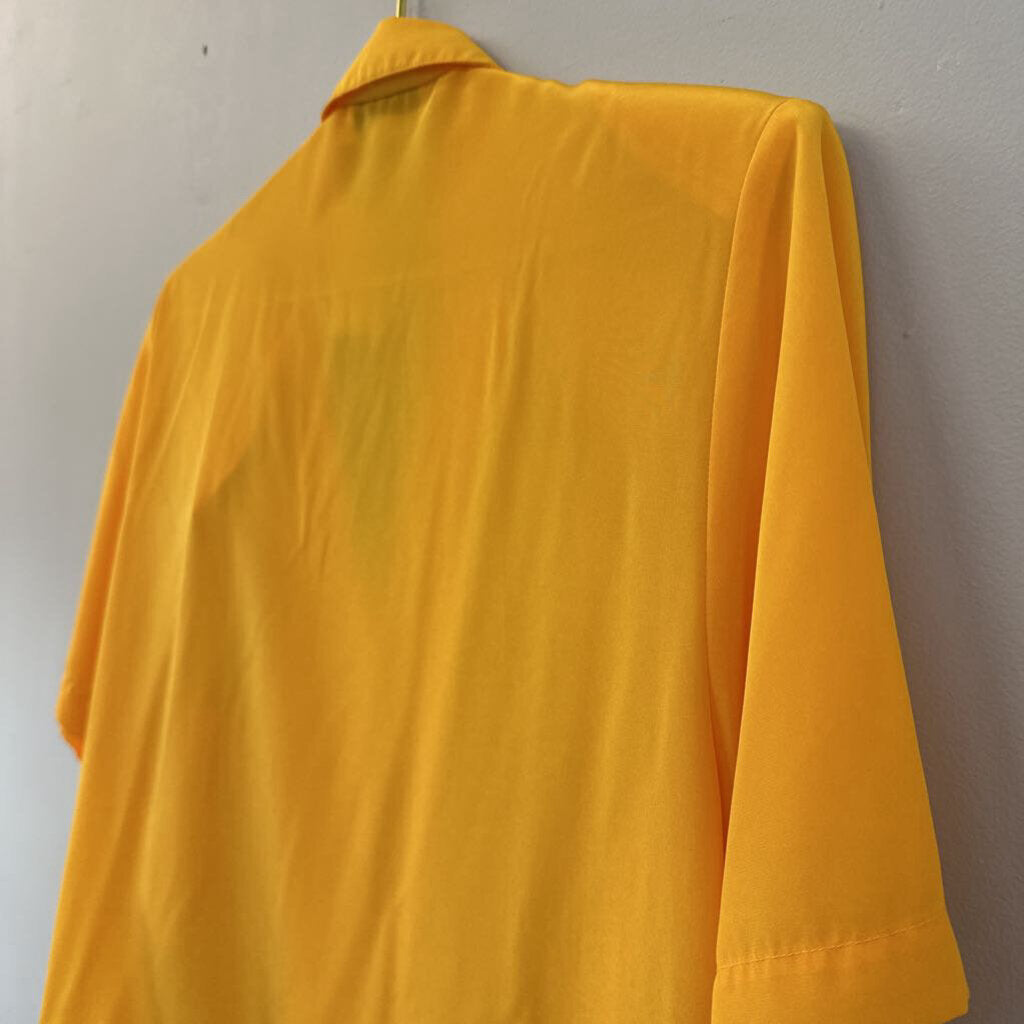 Vintage Alyssa Carr Yellow Short Sleeve Button Down Top Medium