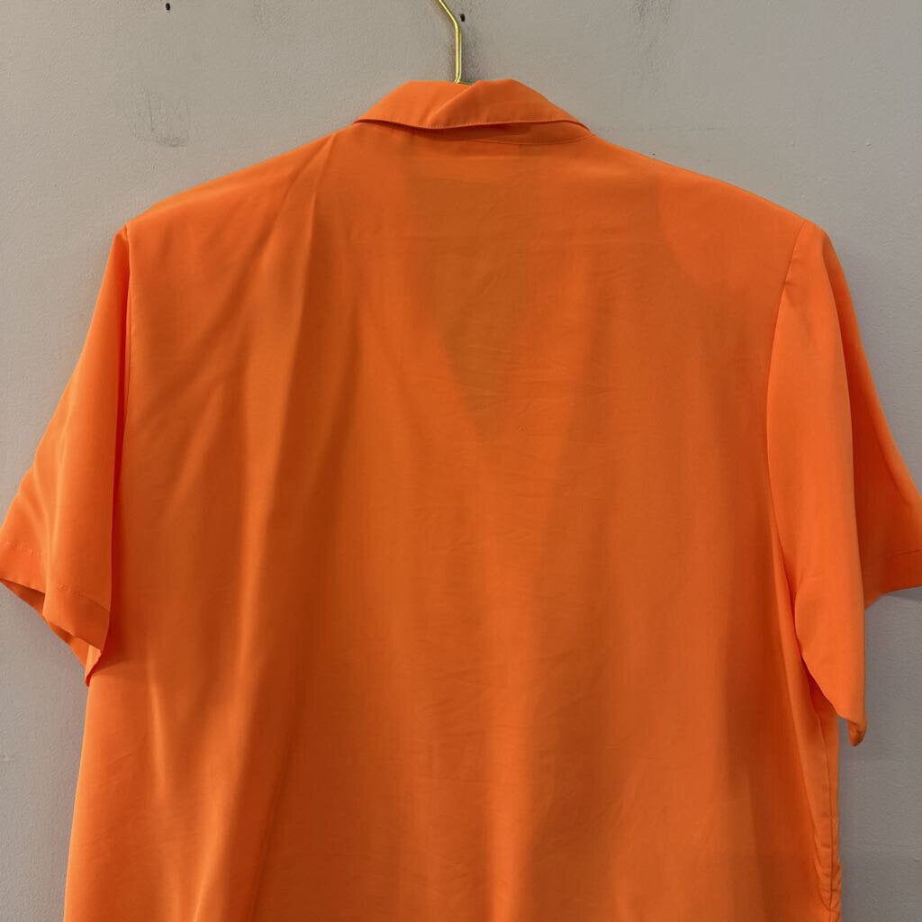 Vintage Yves St Clair Orange Short Sleeve Button Down Top Large