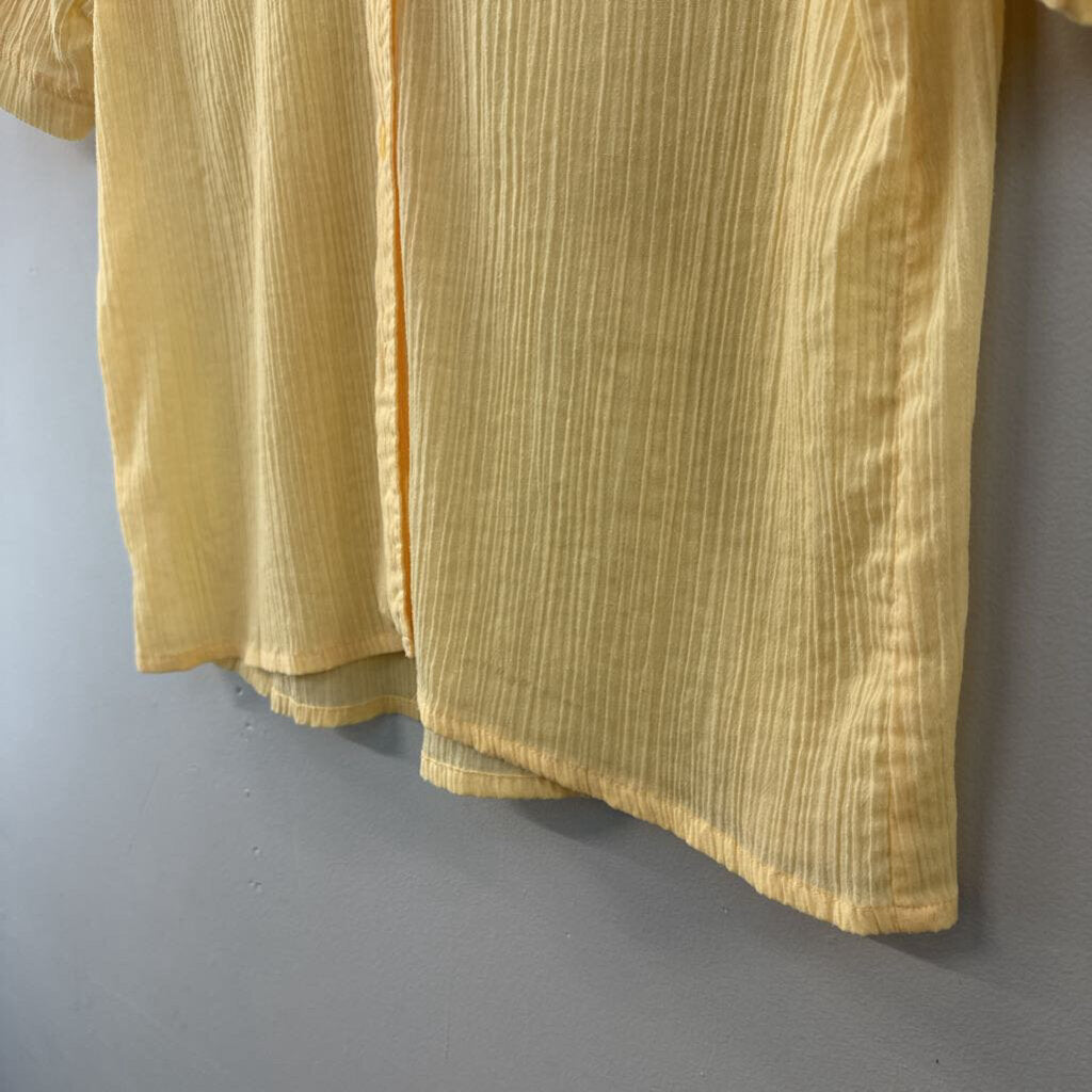 Vintage Kathy Comelli Yellow Short Sleeve Button Down Top Small