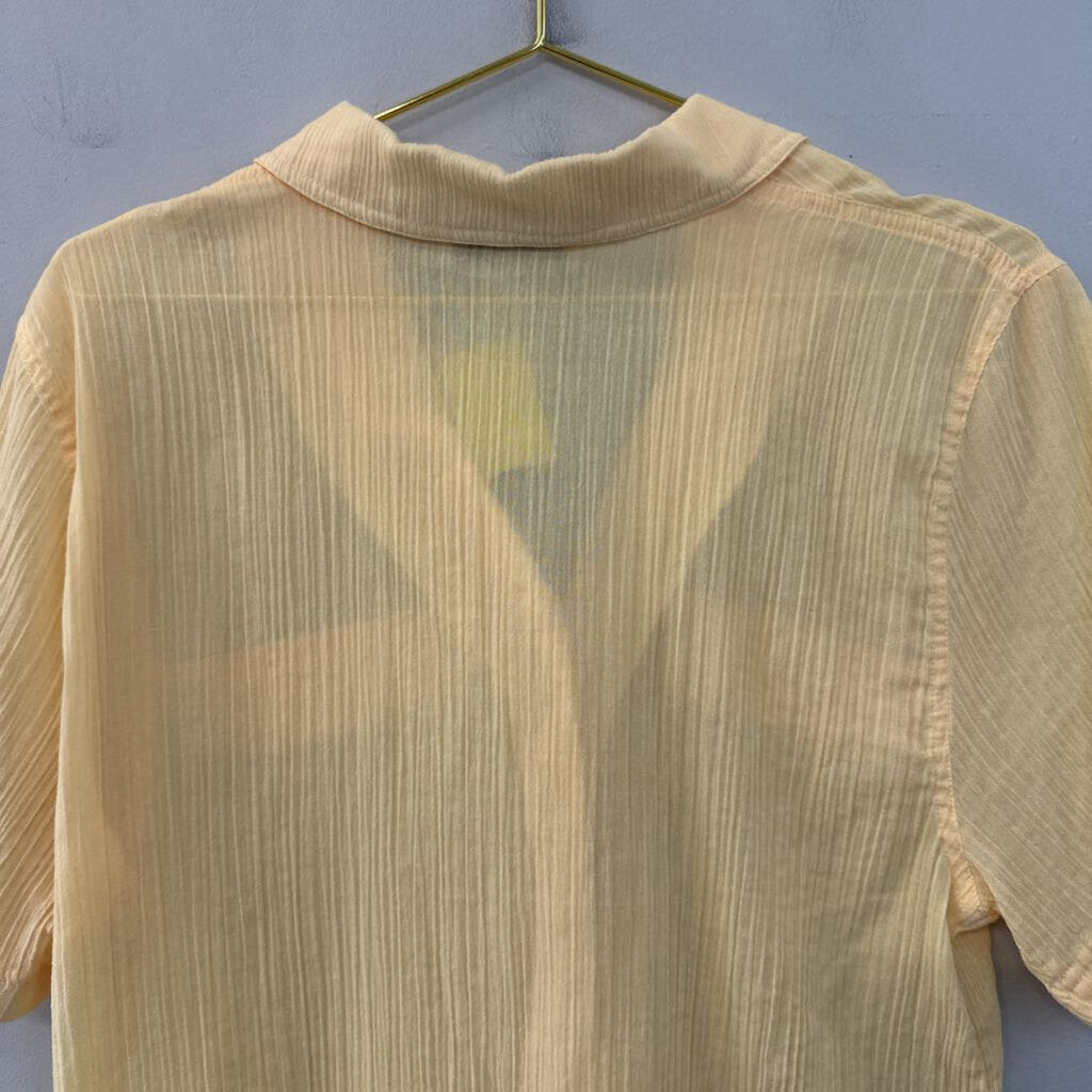 Vintage Kathy Comelli Yellow Short Sleeve Button Down Top Small