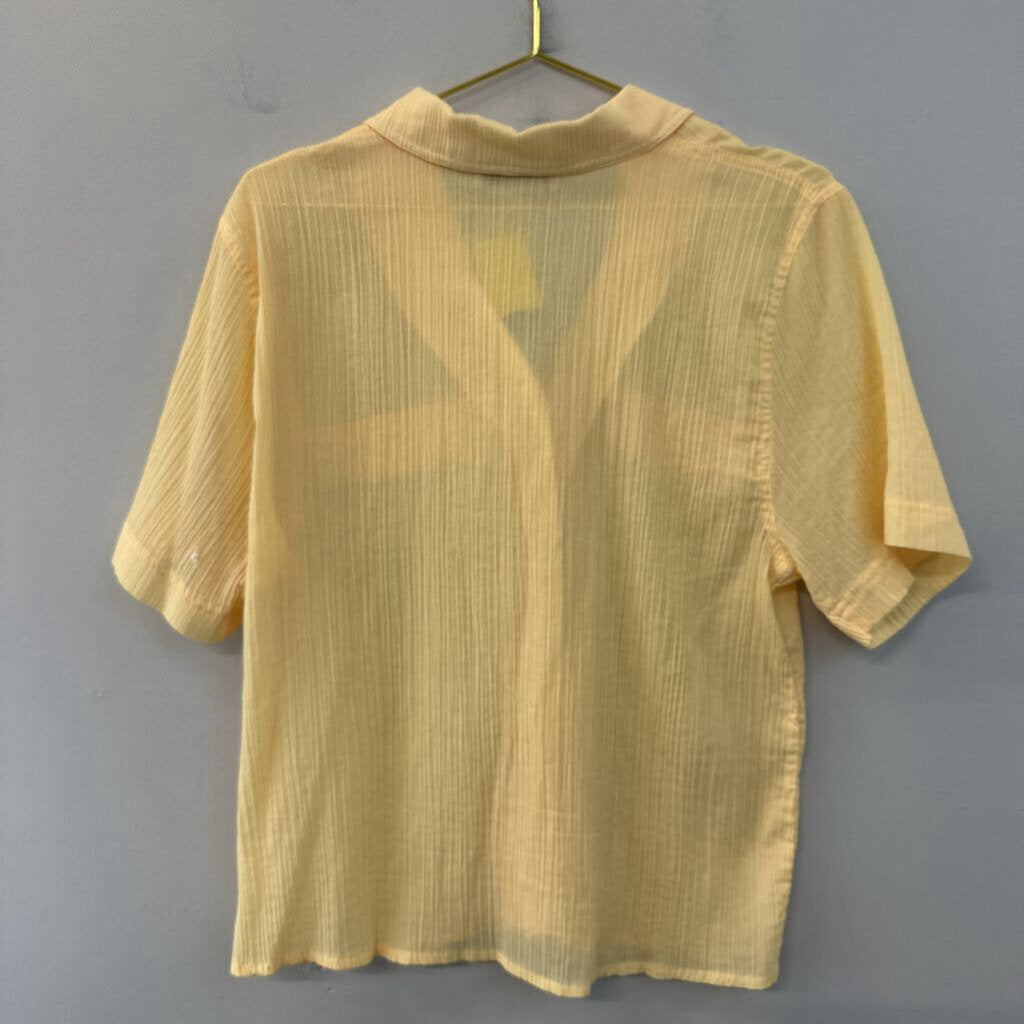 Vintage Kathy Comelli Yellow Short Sleeve Button Down Top Small