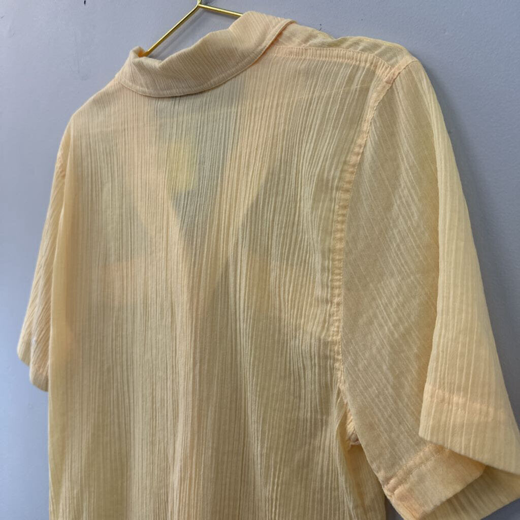 Vintage Kathy Comelli Yellow Short Sleeve Button Down Top Small