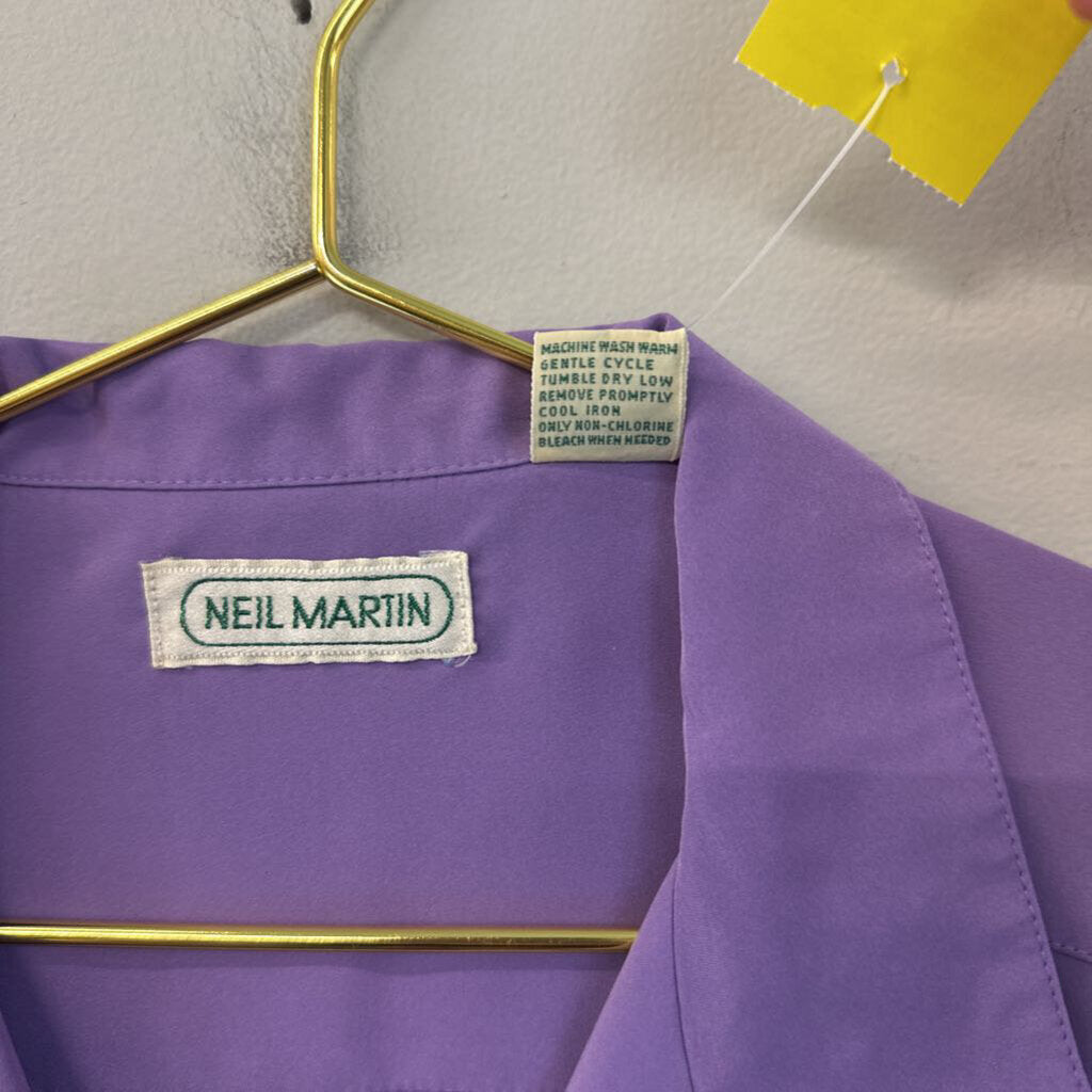 Vintage Neil Martin Purple Short Sleeve Button Down Top 14