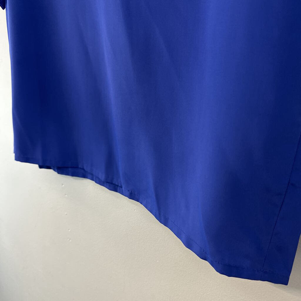 Vintage Nipuna Royal Blue Silky Short Sleeve Top Large