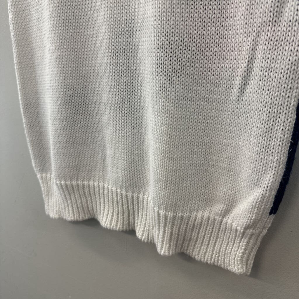 Vintage COS COB White/ Blue Print Sweater Tank Top Medium