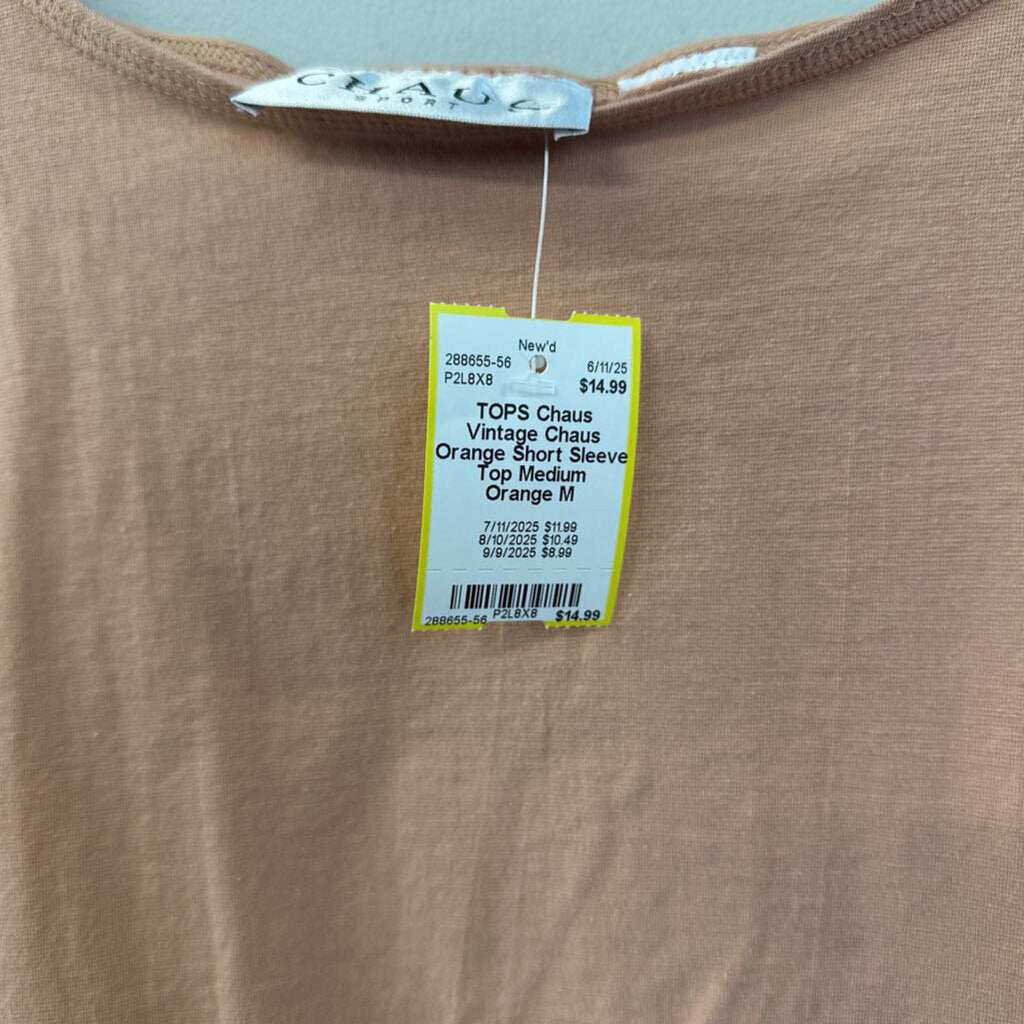 Vintage Chaus Orange Short Sleeve Top Medium