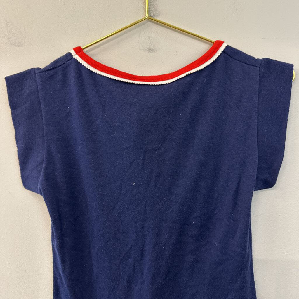Vintage Garland Navy/ Red White Edge Short Sleeve Top Small