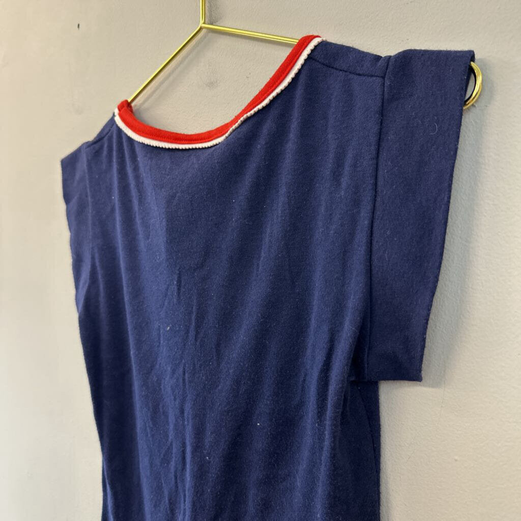 Vintage Garland Navy/ Red White Edge Short Sleeve Top Small