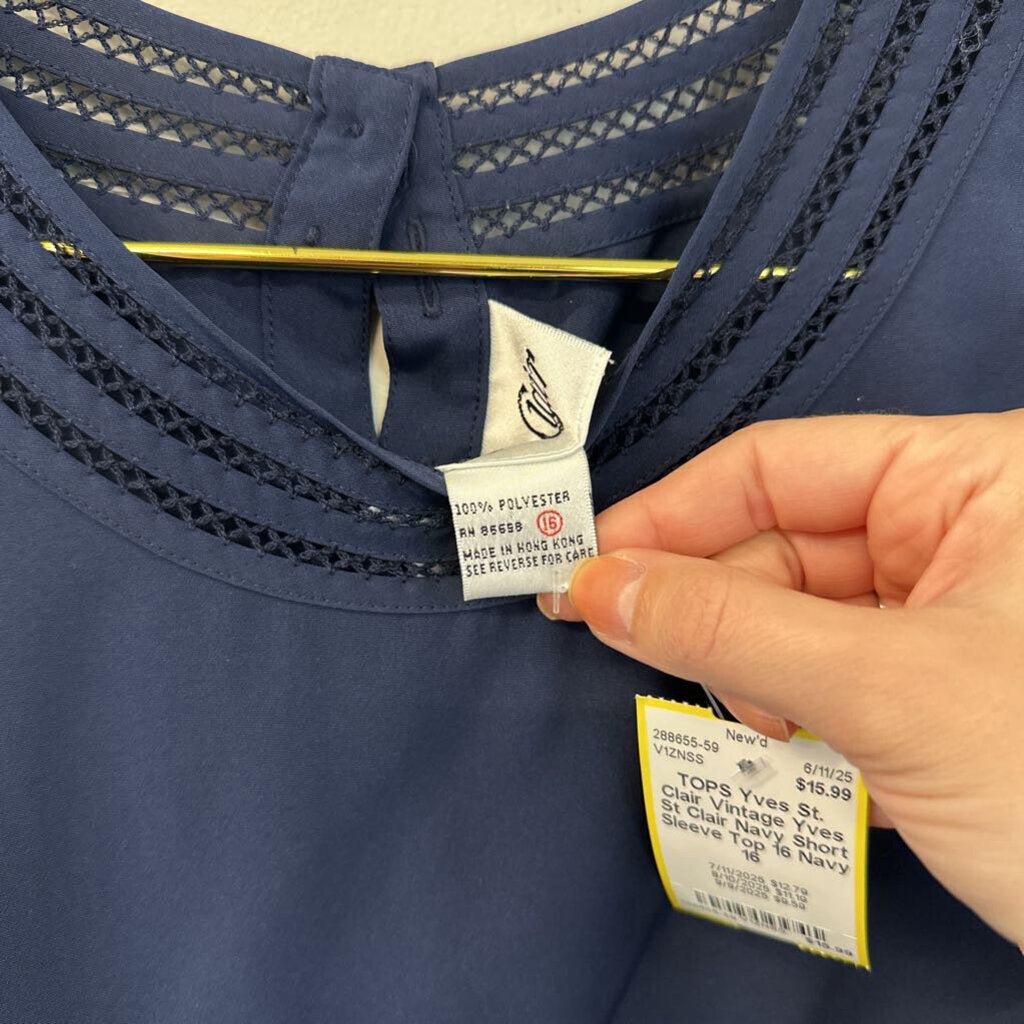 Vintage Yves St Clair Navy Short Sleeve Top 16