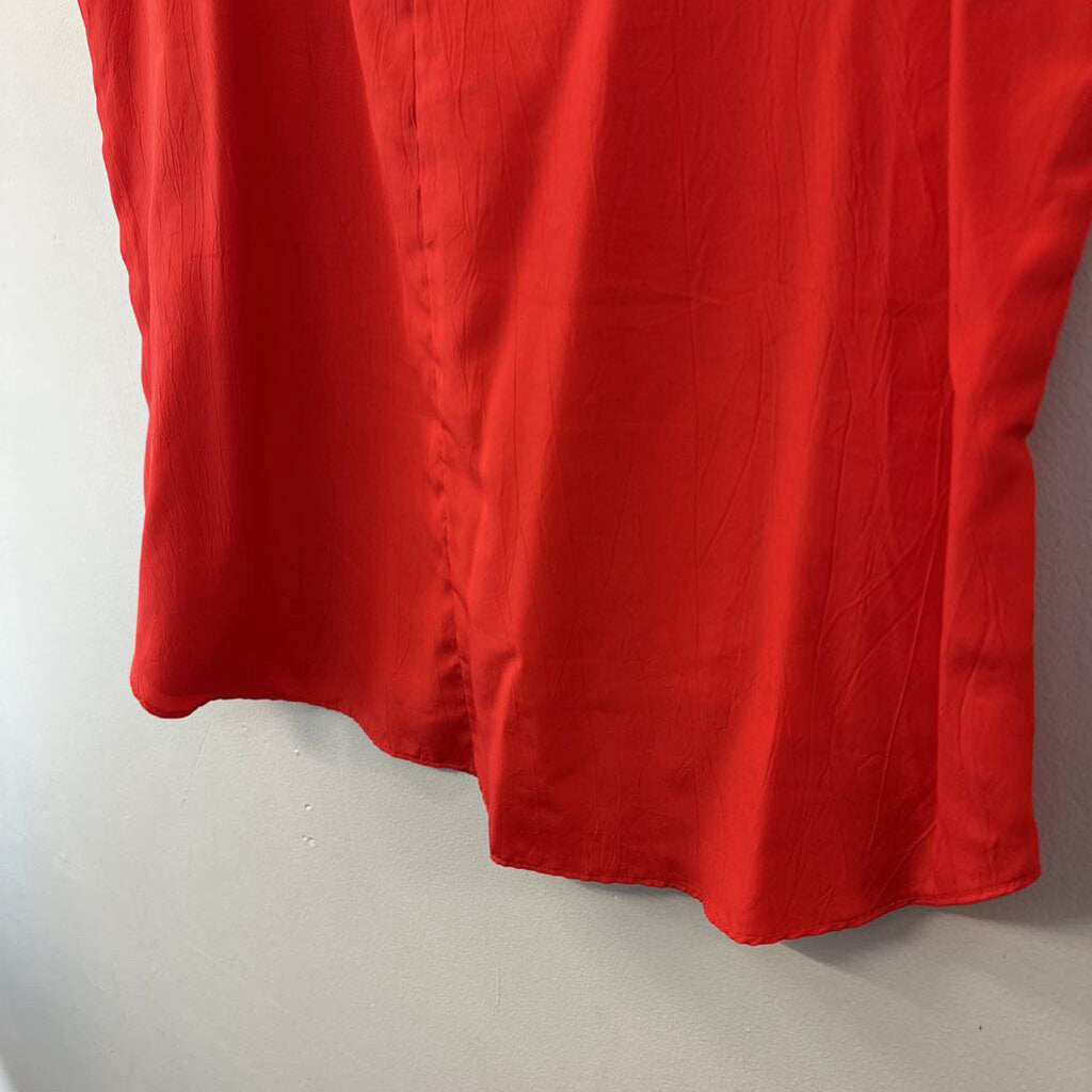 Vintage Red Silky Short Sleeve Top Medium