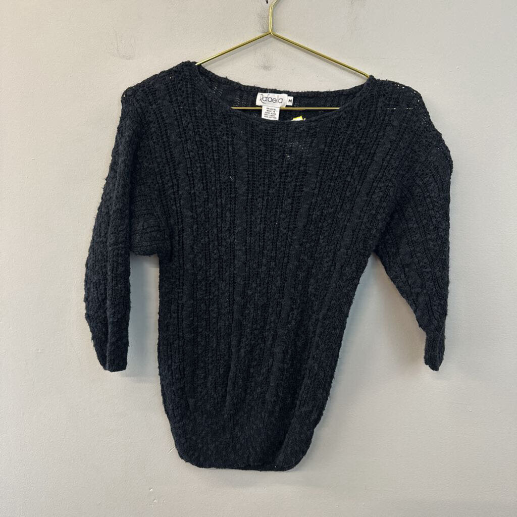 Vintage Rafaella Black Knit Long Sleeve Sweater Top Medium