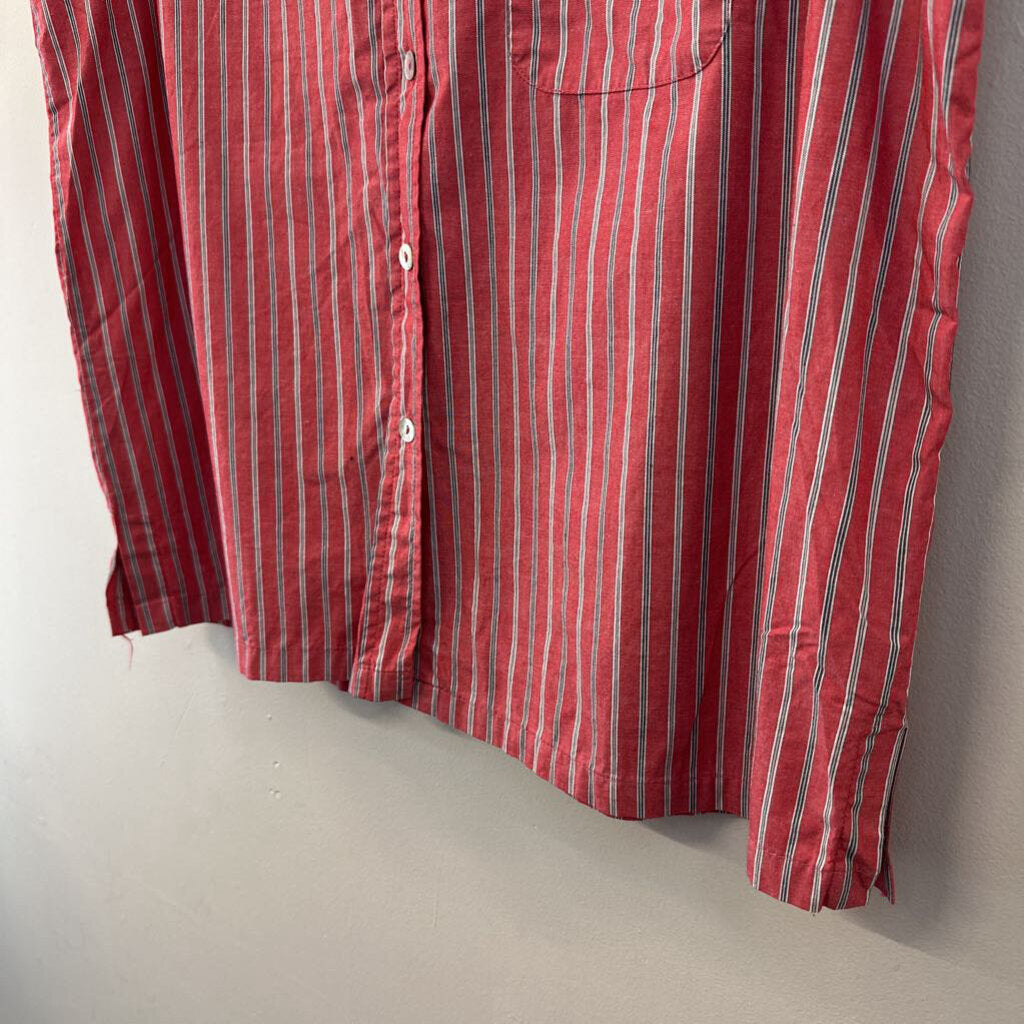 Vintage Diane Peterson Red Striped Sleeveless Button Down Top Large