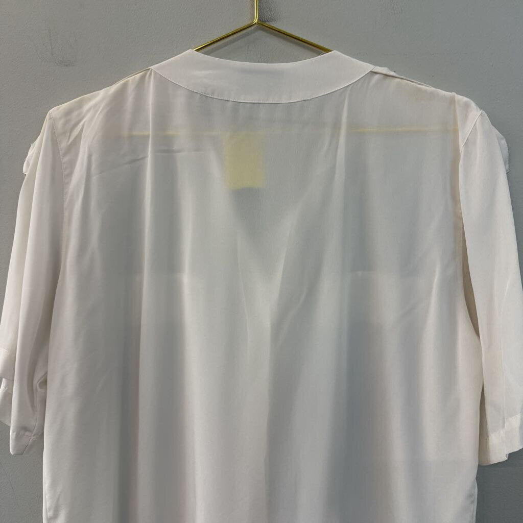 Vintage Pierre Cardin White Short Sleeve Button Front Top 10