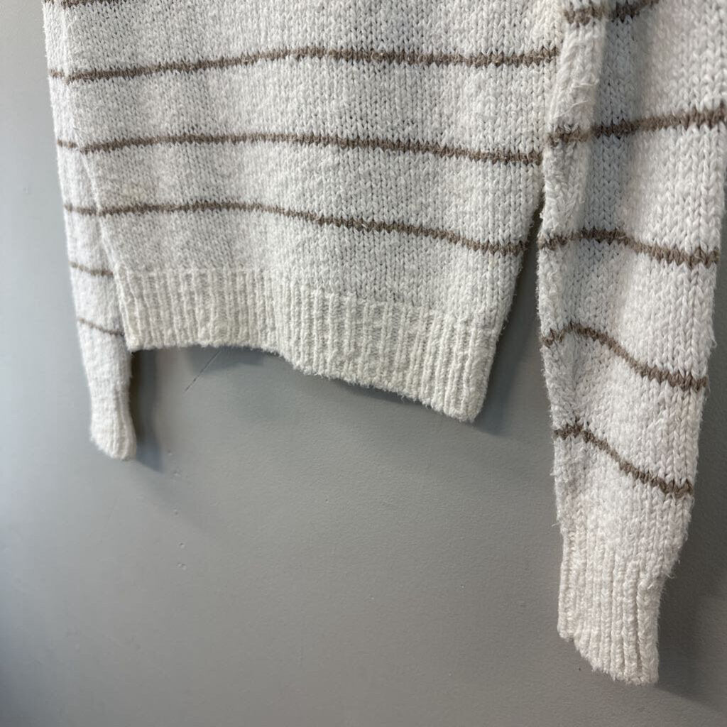 Vintage Cambridge Spirit White/ Brown Striped Knit Sweater Top Small