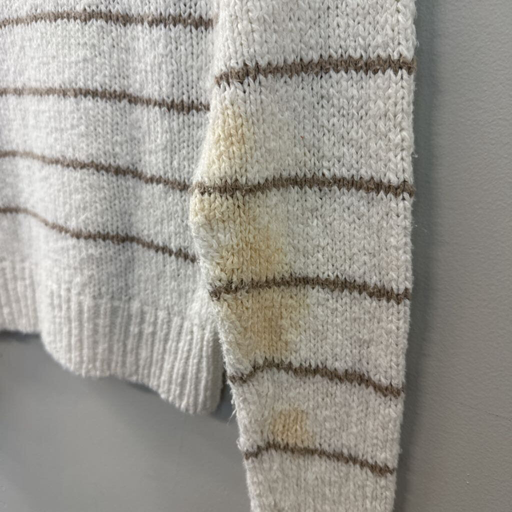 Vintage Cambridge Spirit White/ Brown Striped Knit Sweater Top Small