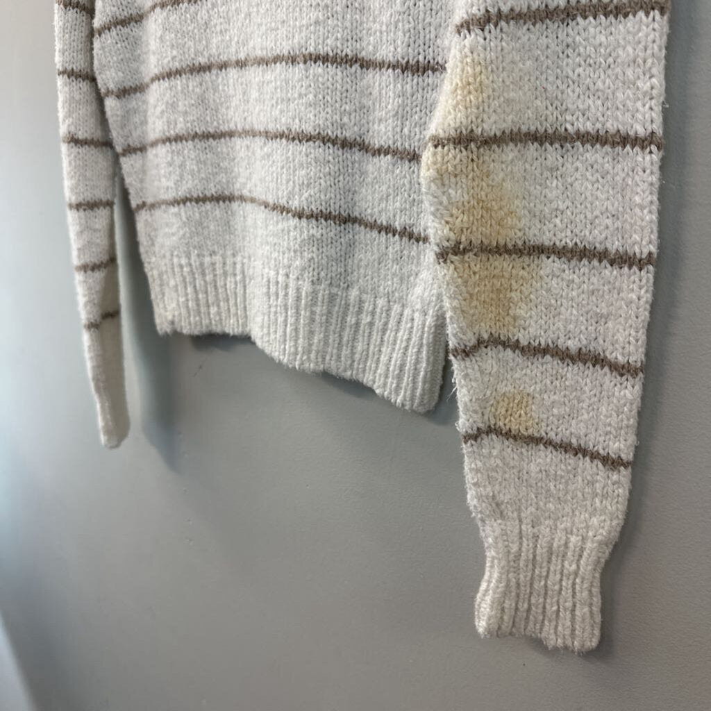 Vintage Cambridge Spirit White/ Brown Striped Knit Sweater Top Small