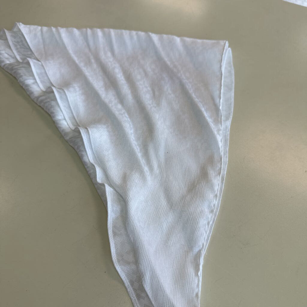 White Print Hair Wrap Scarf