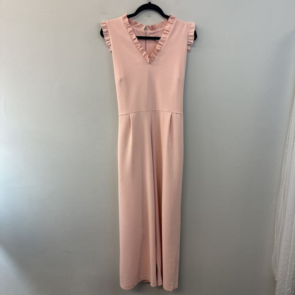 Sandra Darren Pink Ruffle Trim Jumpsuit 14