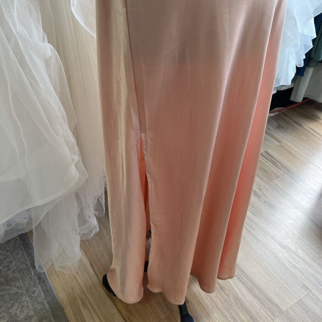 Lulus Pink Silky High Neck Long Formal Dress Medium