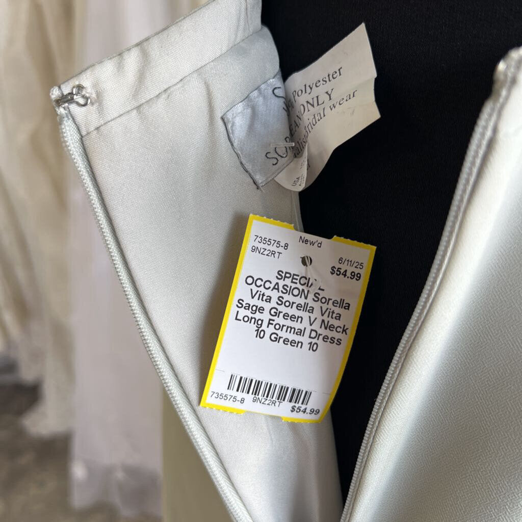 Sorella Vita Sage Green V Neck Long Formal Dress 10