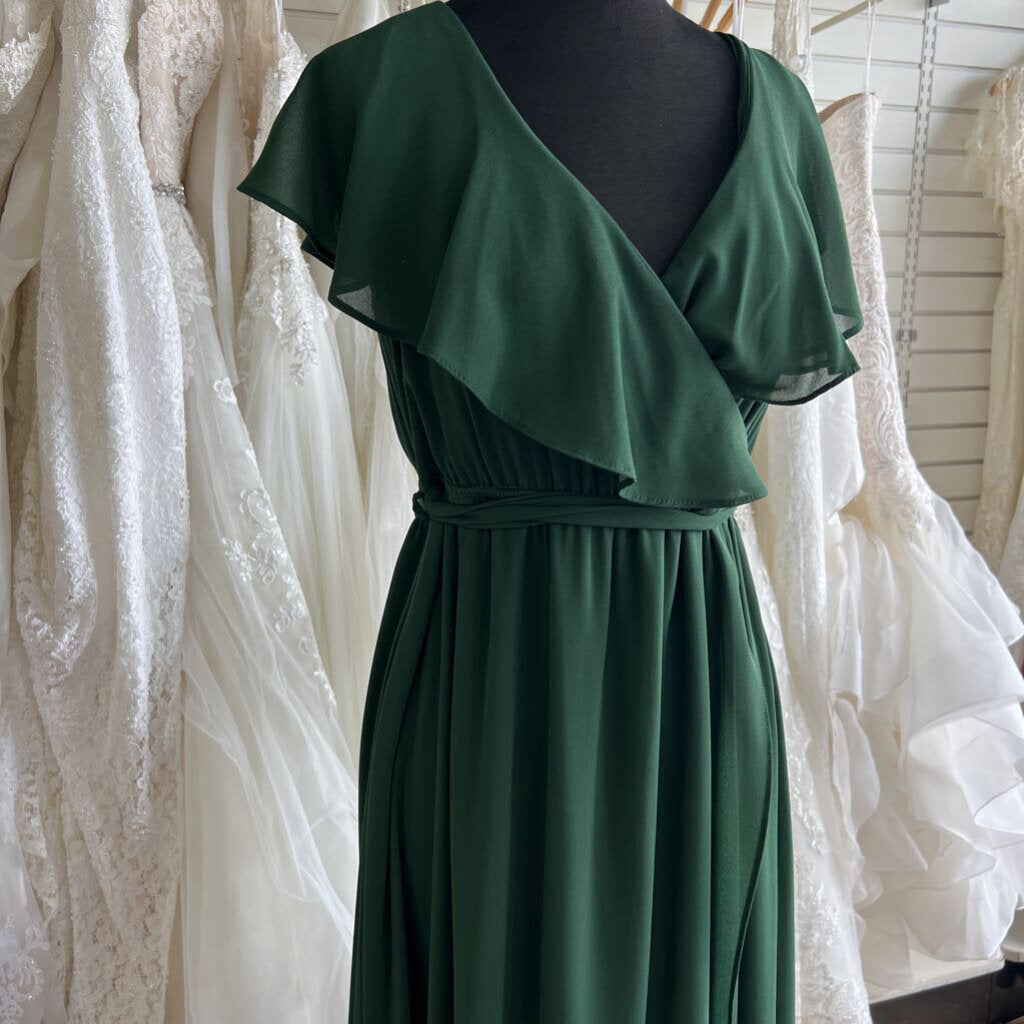 Baltic Born Green Ruffle Sleeve Long Formal Dress Extra Large