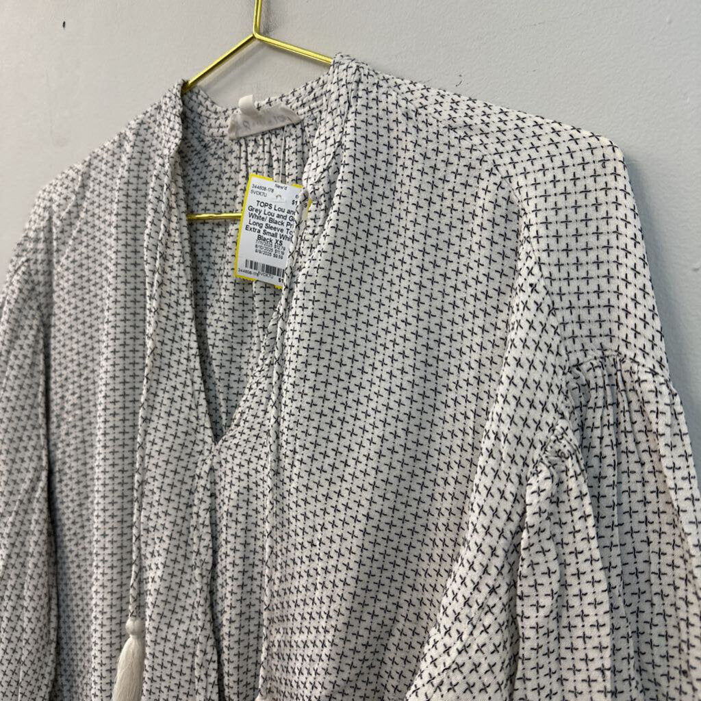 Lou and Grey White/ Black Print Long Sleeve Top Extra Small