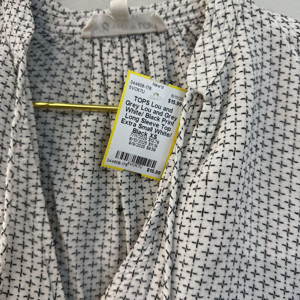 Lou and Grey White/ Black Print Long Sleeve Top Extra Small