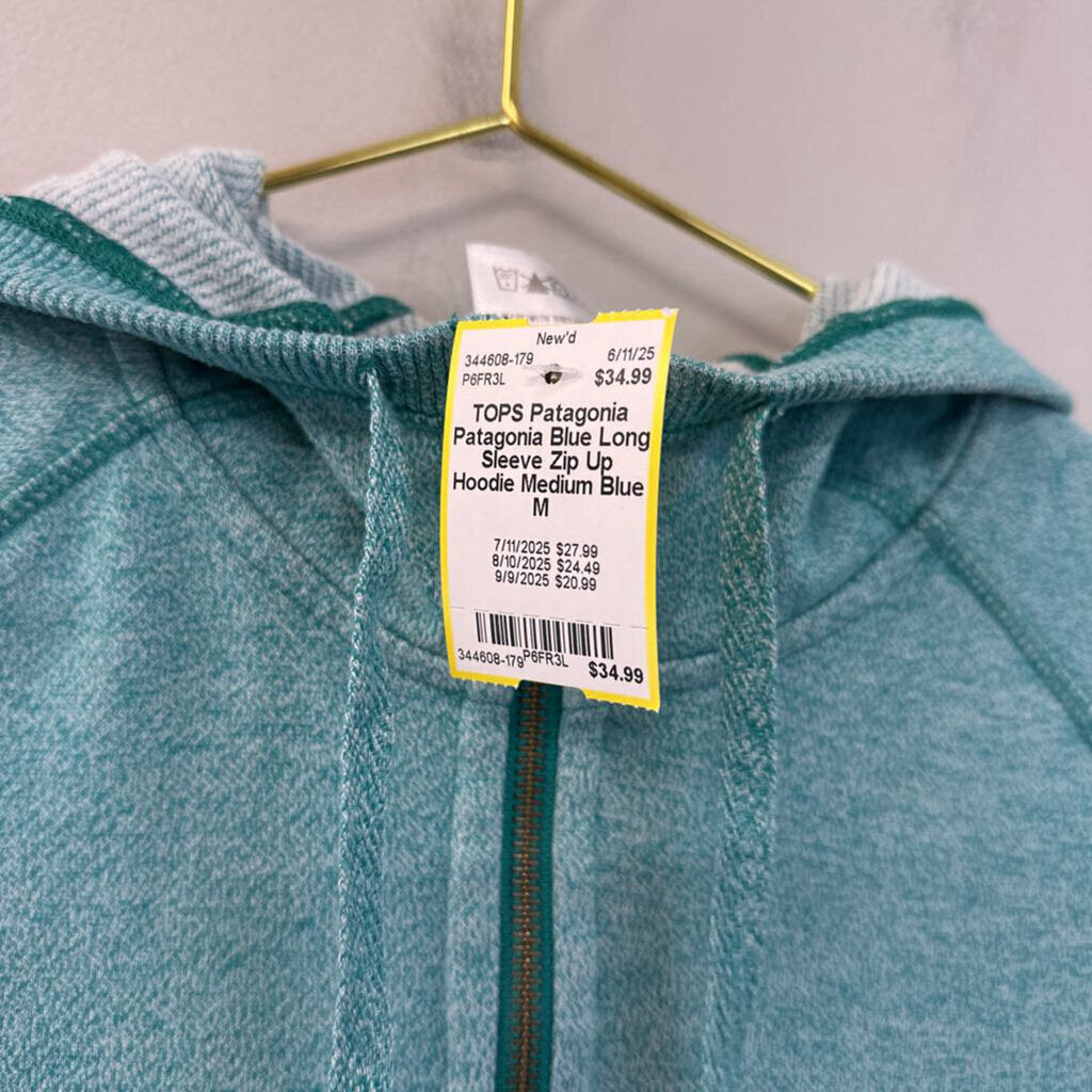 Patagonia Blue Long Sleeve Zip Up Hoodie Medium
