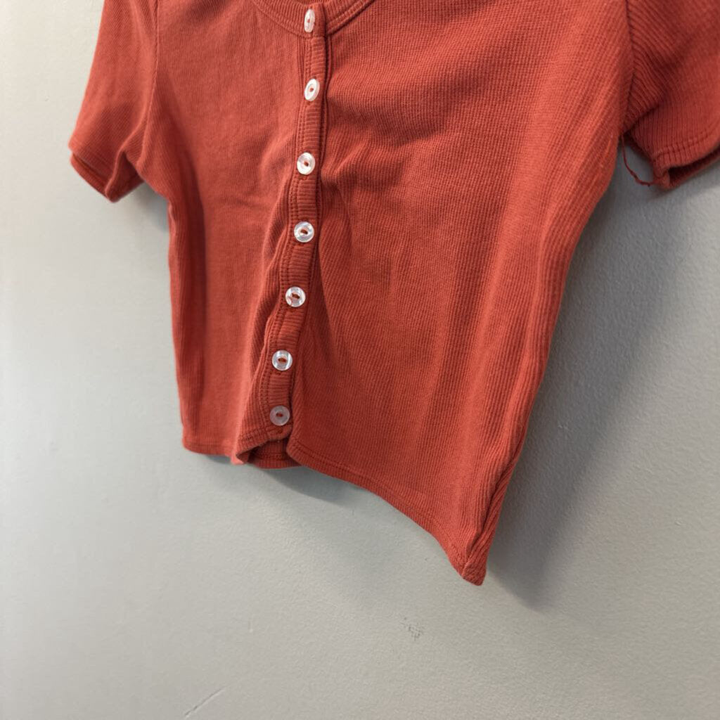 American Apparel Orange Cropped Short Sleeve Top Large